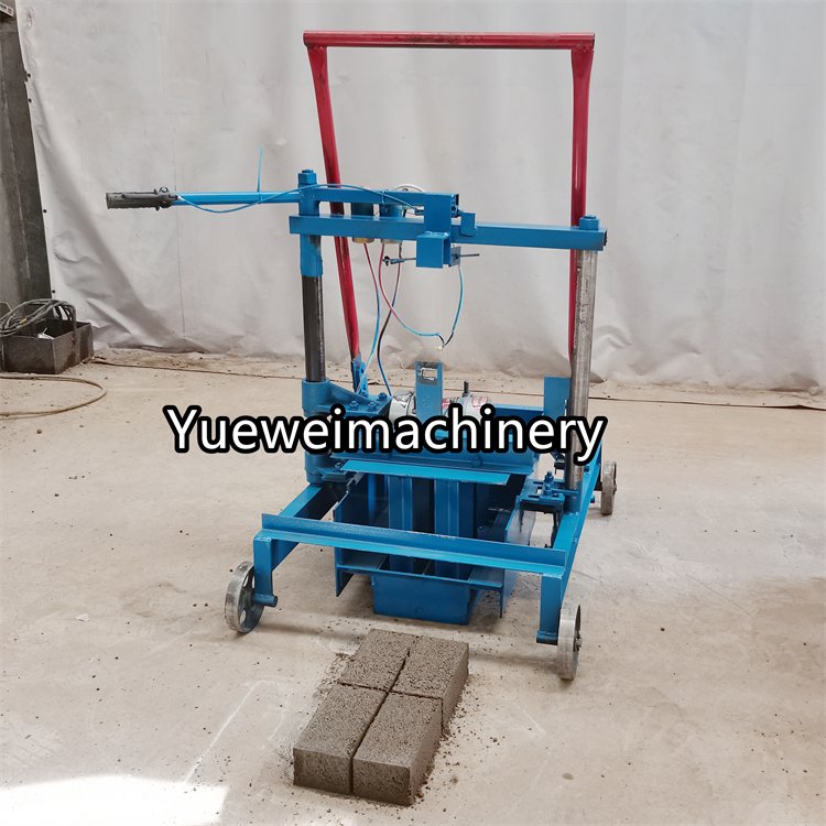 Popular cheap small electric mobile interlocking vibrating cement concrete hollow solid block brick making machine for sale