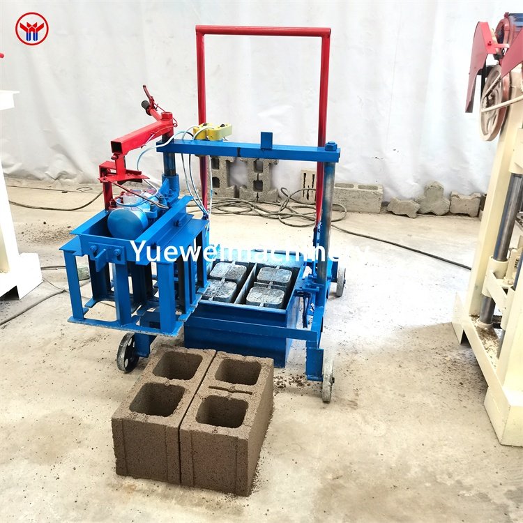 Popular cheap small electric mobile interlocking vibrating cement concrete hollow solid block brick making machine for sale