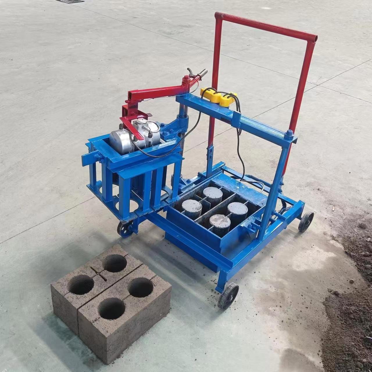 Semi-Automatic Small Mobile Manual Hollow Cement Brick Making Machine Concrete Block Making Machine Manufacturer