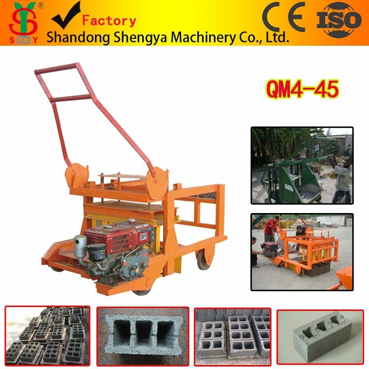 Shengya machinery QM4-45 Diesel engine egg laying Hollow and Solid Block/Brick Making Machine for small scale business repair