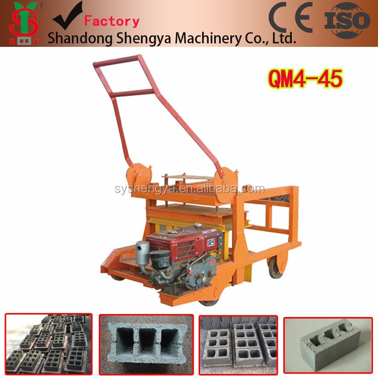 Shengya machinery QM4-45 Diesel engine egg laying Hollow and Solid Block/Brick Making Machine for small scale business repair