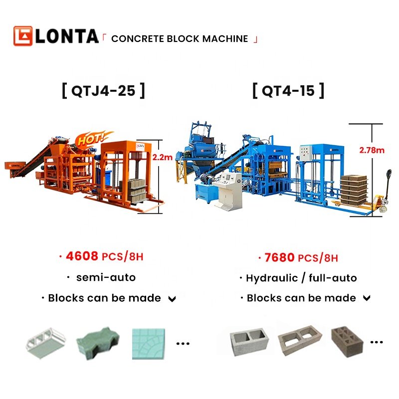 LONTA QTJ4-28 semi automatic interlock hollow solid paver mould fly ash cement concrete brick block making machine for sale
