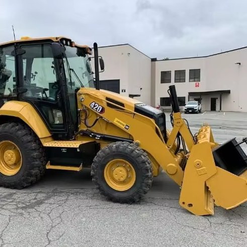 Construction Machinery Backhoe with Front Loader and Grapple Cummins engine Caterpillar Backhoe Loader