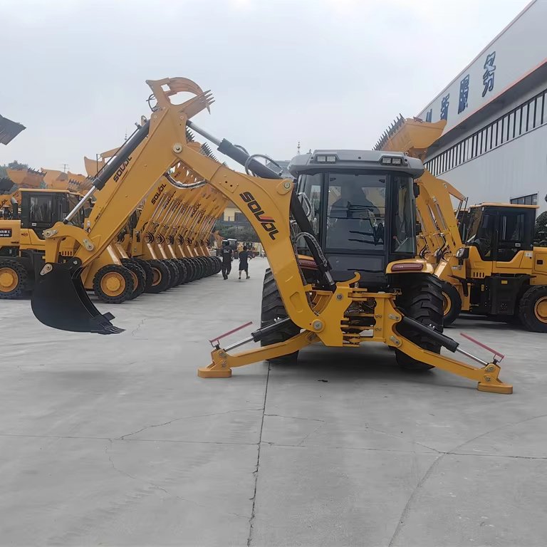 SOVOL 388 4WD best sell brand new backhoe front end loader 2.5 ton 4x4 backhoe loader with cab and AC