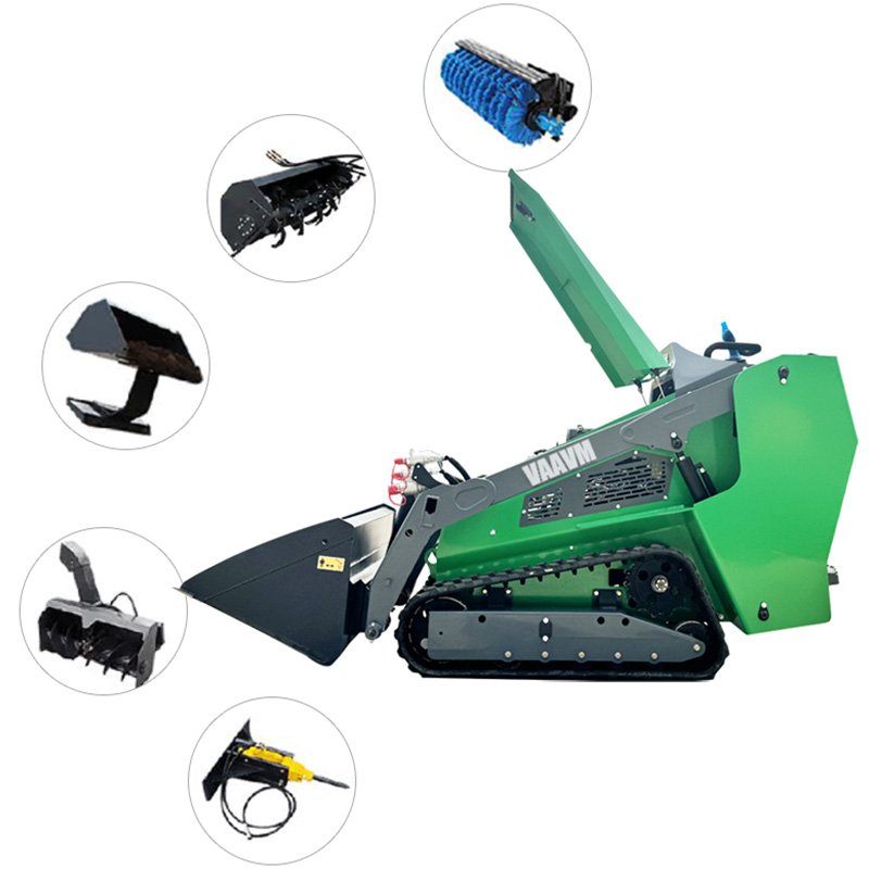 VAAVM VAS001 Compact Hydraulic Skid Loader 1400kg With Mulcher Attachments