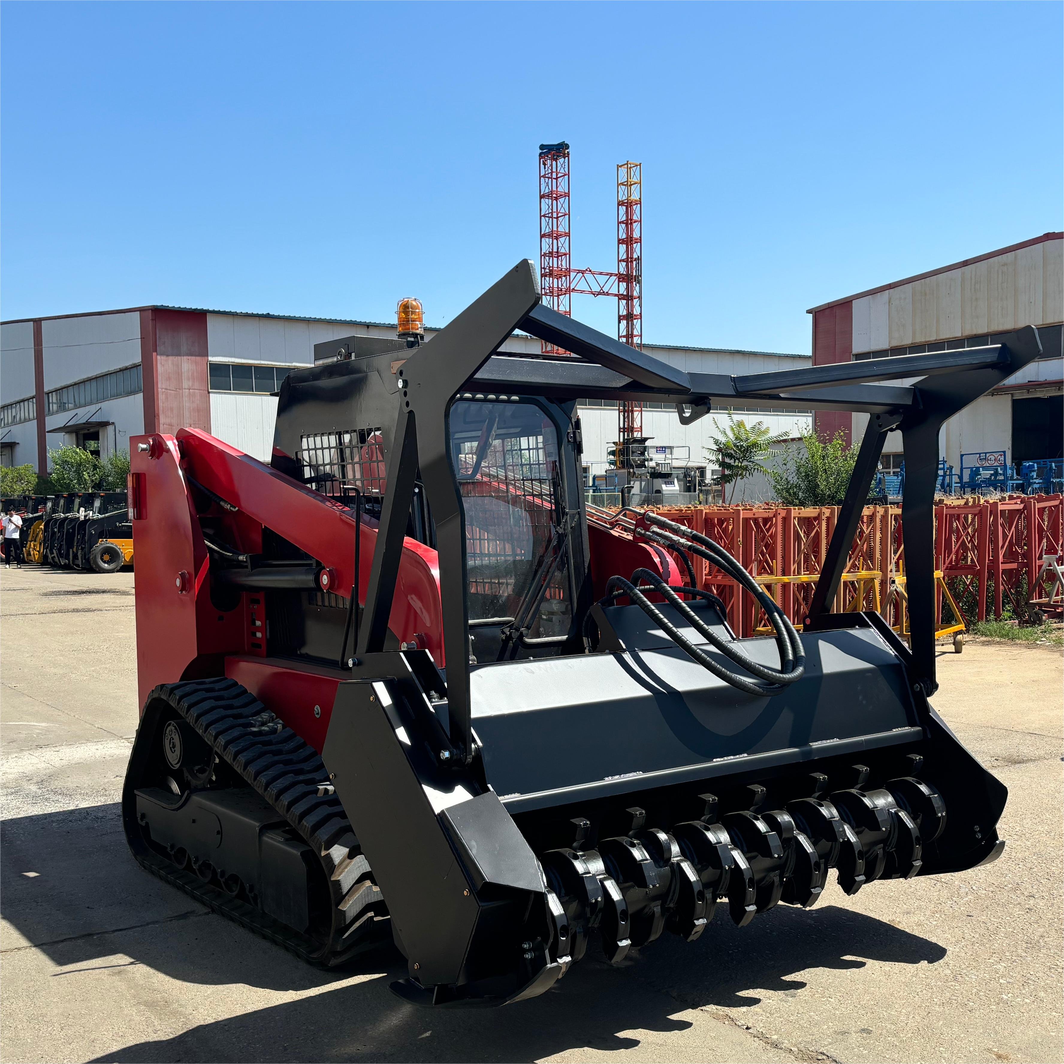 Compact skid steer tractor machine 100 HP 65HP Cummins EPA diesel engine with rubber tracks for forestry mulcher brush cutter