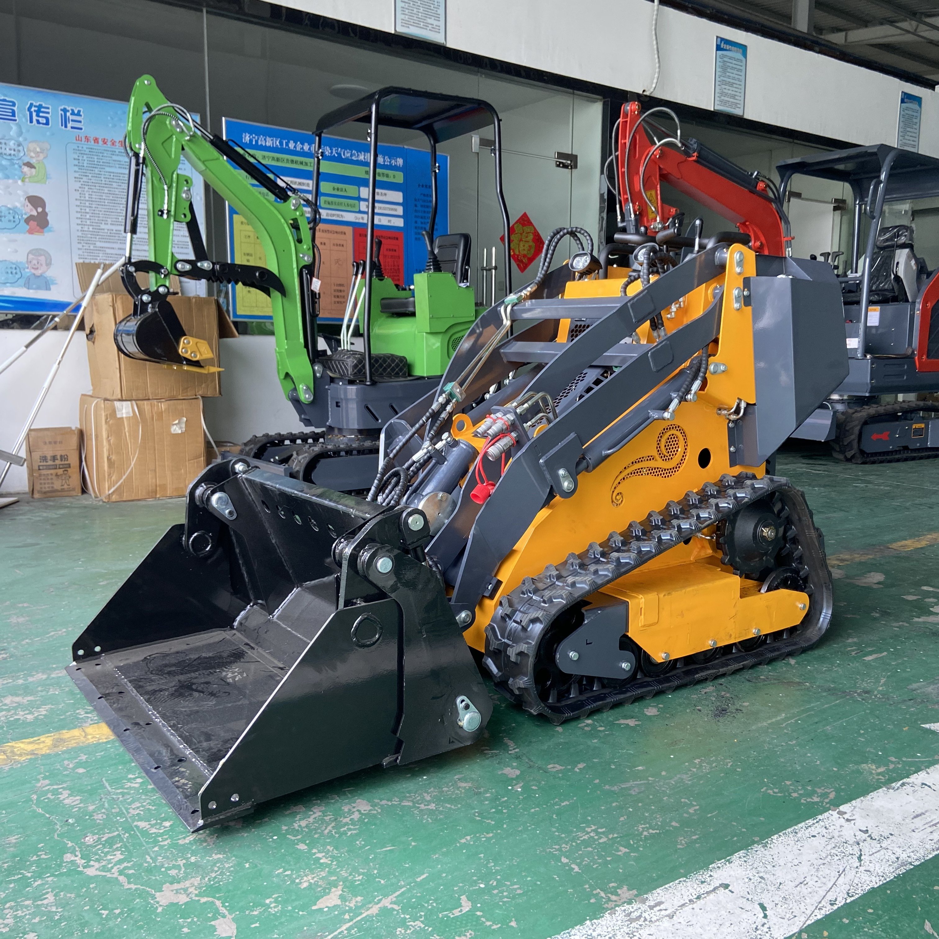 Narrow Track Mini Skid Steer Loader Wheel Loader for Tight Spaces Used with 1-Year Warranty and Online After-sales Service