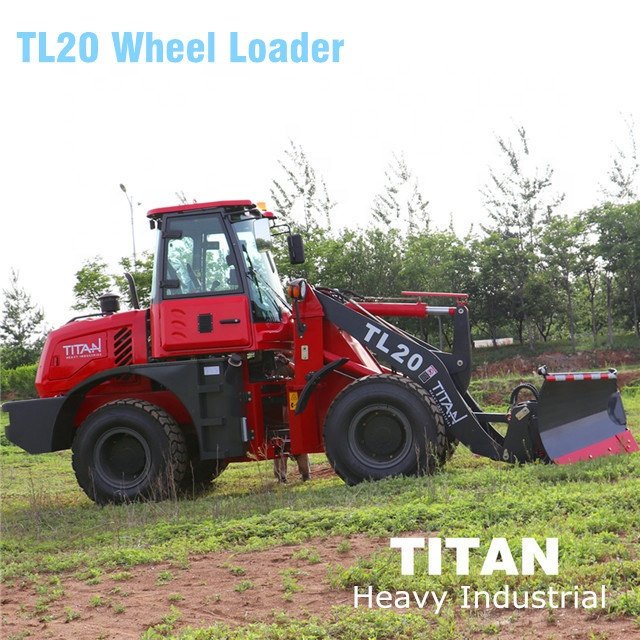 TITAN 2.0t Mini Farm Compact Shovel Loader Hydraulic Arm Used Front Loader Huade 4x4 Engine Pump Gearbox PLC Bucket Retail