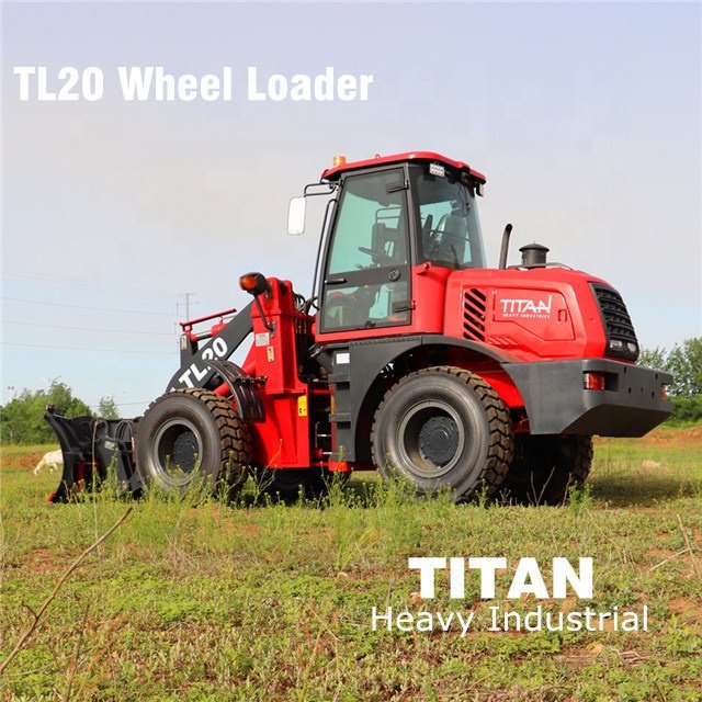 TITAN 2.0t Mini Farm Compact Shovel Loader Hydraulic Arm Used Front Loader Huade 4x4 Engine Pump Gearbox PLC Bucket Retail