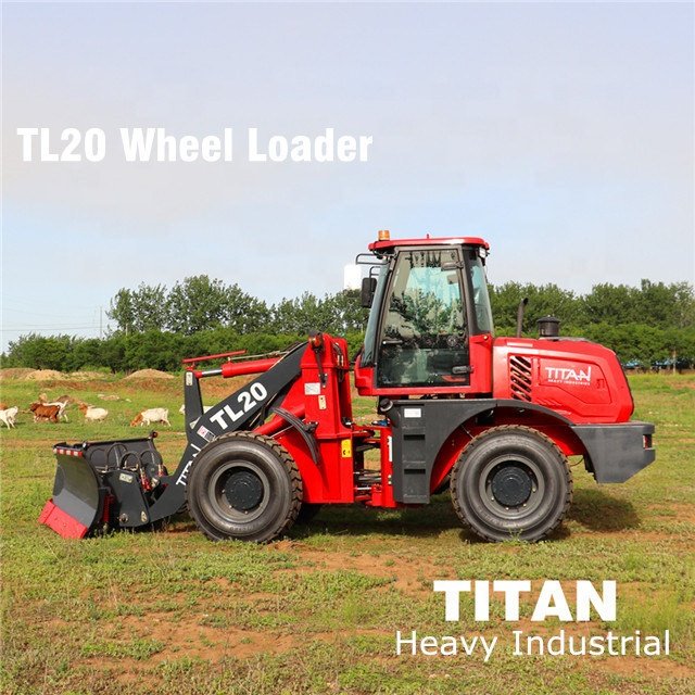 TITAN 2.0t Mini Farm Compact Shovel Loader Hydraulic Arm Used Front Loader Huade 4x4 Engine Pump Gearbox PLC Bucket Retail