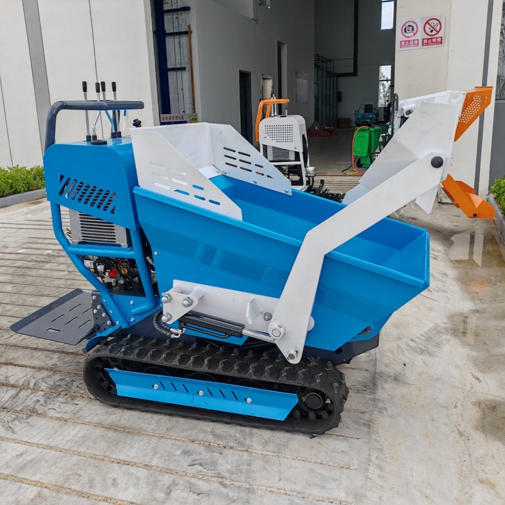 1ton mini crawler high tip lifting motocarriola dumper 500kg 700kg rubber track transporter dumper diesel engine for hot sale