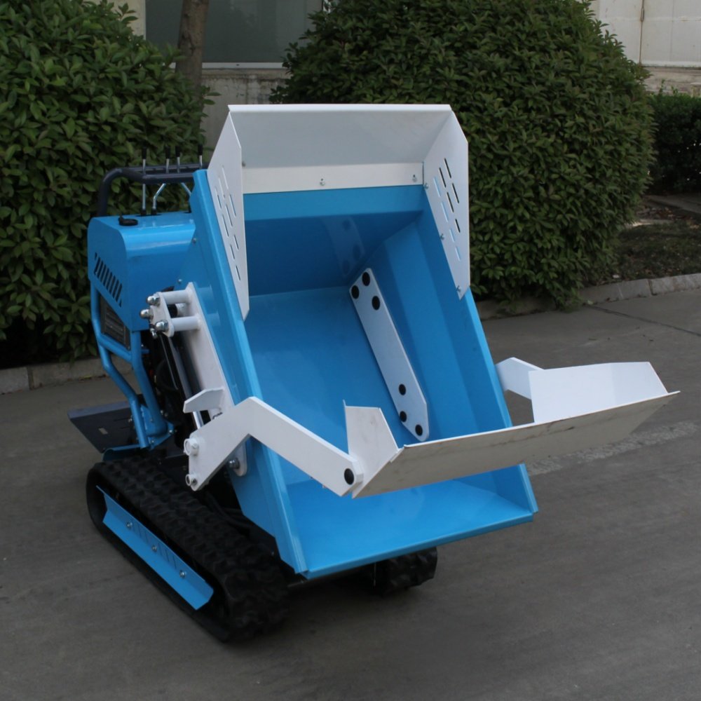 1ton mini crawler high tip lifting motocarriola dumper 500kg 700kg rubber track transporter dumper diesel engine for hot sale