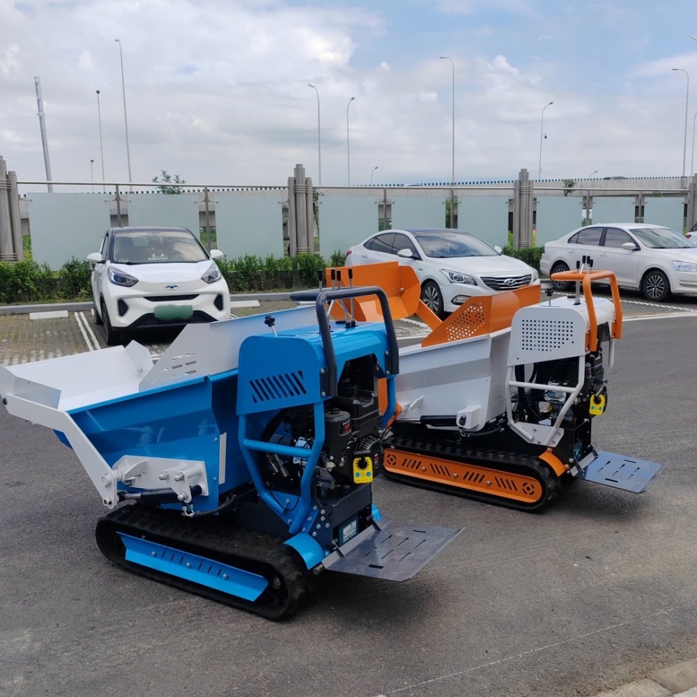 1ton mini crawler high tip lifting motocarriola dumper 500kg 700kg rubber track transporter dumper diesel engine for hot sale