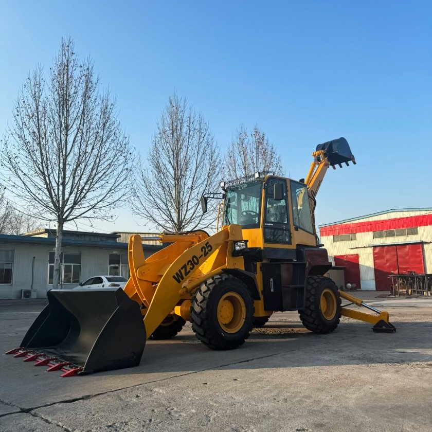 Mini 4x4 WZ30-25 Compact Tractor Backhoe Loader with Front End Loader Bucket 5 Ton Rated Load Used YUNI Engine Good Price Sale