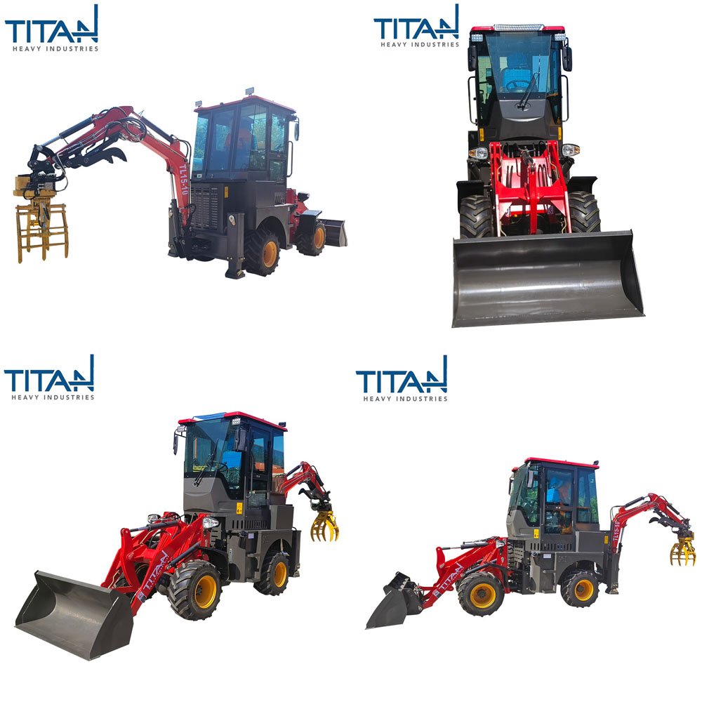TITAN 1 Ton TL35-10 4x4 Wheel Front Loader Backhoe Excavator Used Condition with Price Includes Bucket Engine Pump Gearbox