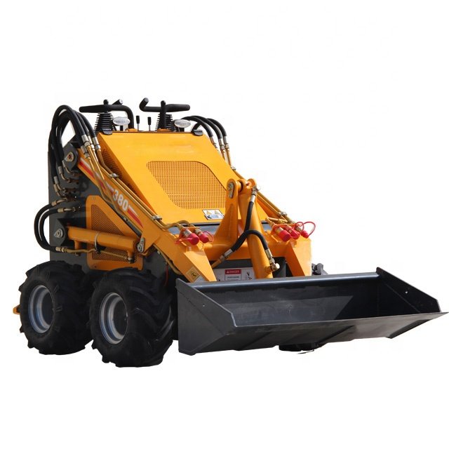 Factory price small crawler mini skid steer loader with stand on walk behind attachments log splitter pallet fork stump grinder