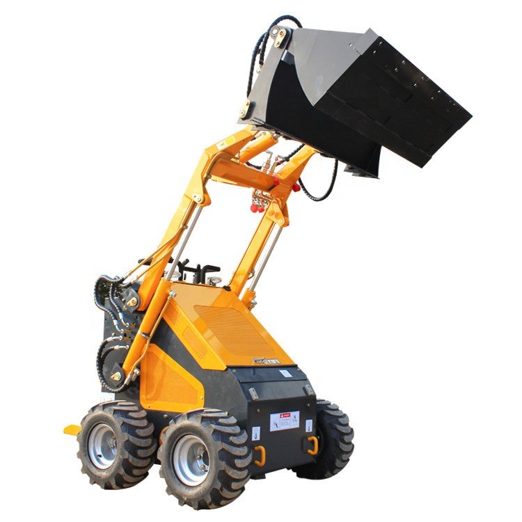 Factory price small crawler mini skid steer loader with stand on walk behind attachments log splitter pallet fork stump grinder
