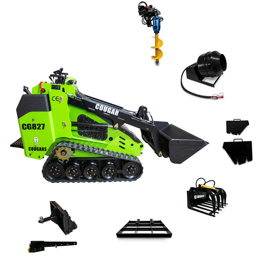Cougars CG827 Mini Skid Steer Loaders Building Kubota Perkins Engine Track Drive for Landscaping USA Brand New Used Condition