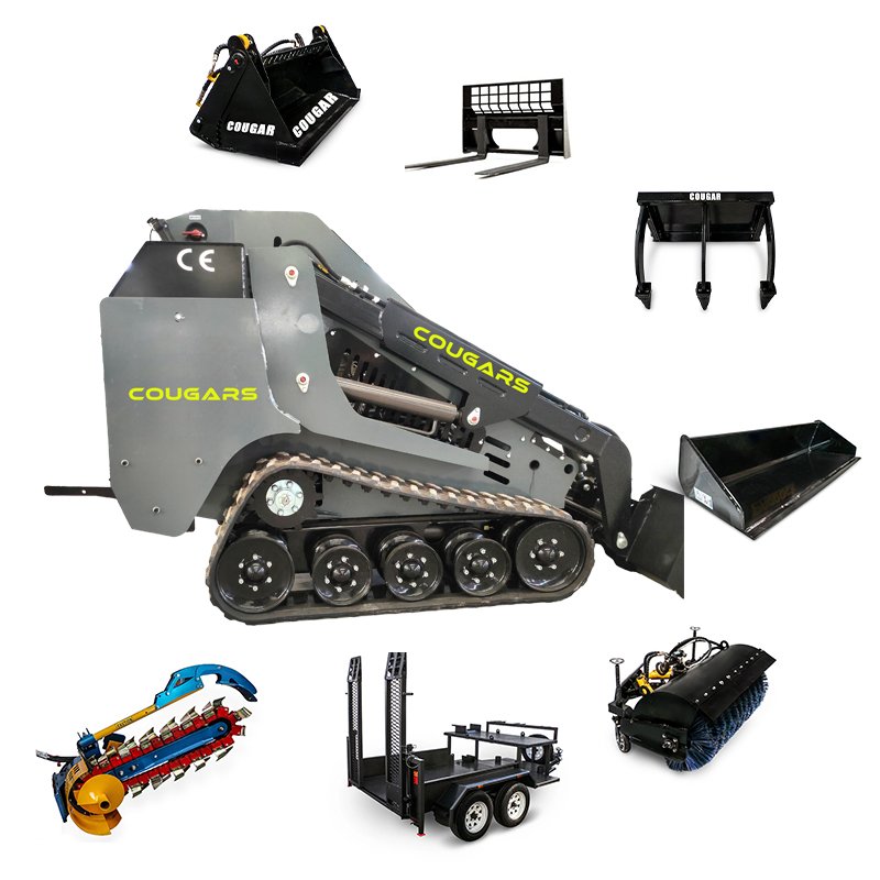 Cougars CG827 Mini Skid Steer Loaders Building Kubota Perkins Engine Track Drive for Landscaping USA Brand New Used Condition