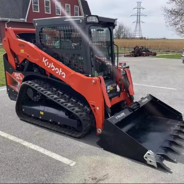 Compact Kubota SVL75-3 Tractor Skid Steer With Front Loader and Attachments