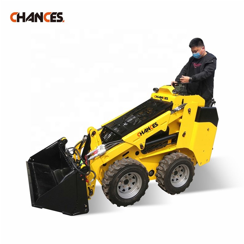 China diesel Mini Skid Steer Loader mini wheel loader With Kubota Perkins Engine joysticks control general bucket four in one