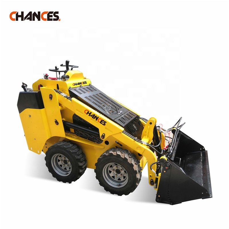 China diesel Mini Skid Steer Loader mini wheel loader With Kubota Perkins Engine joysticks control general bucket four in one