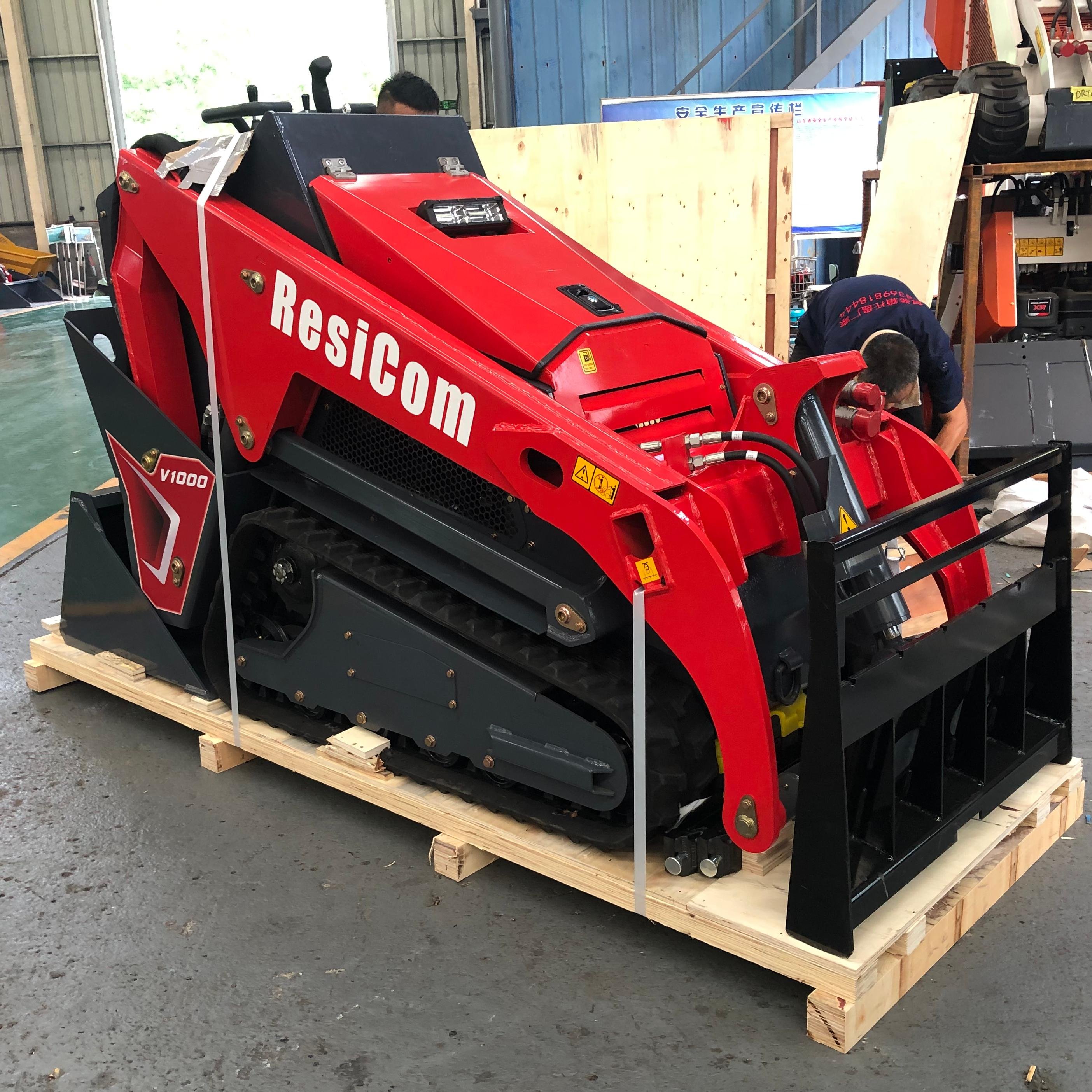 Chinese V1000 mini skid steer 25HP Kubota diesel engine walk behind skid steer with track used for brush cutter forest mulcher