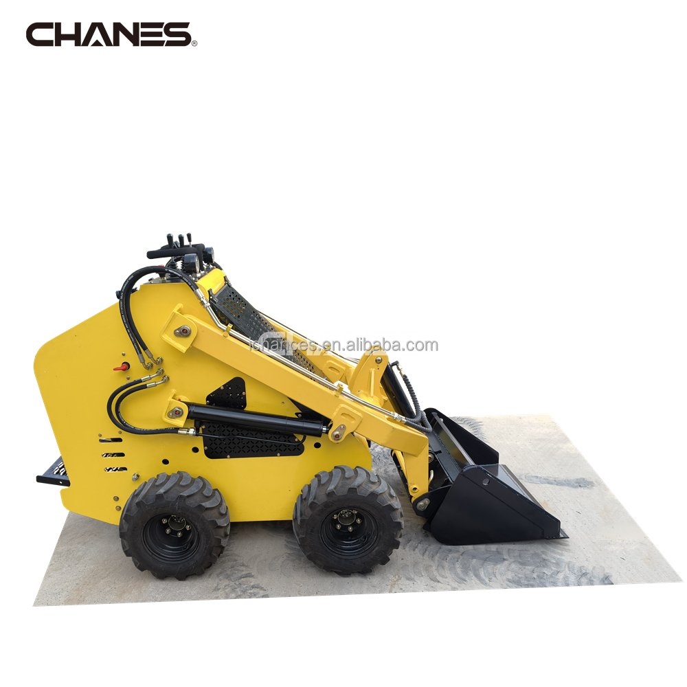 Wheeled mini skid steer loader mini wheel loader with 23hp EPA petrol engine 18*8.5-8 tubeless tires standard bucket
