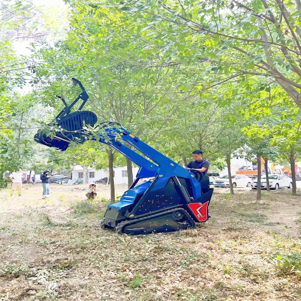 China V1000 Mini skid steer 23hp Kubota engine farm used stand on skid steering attachment mulcher mower