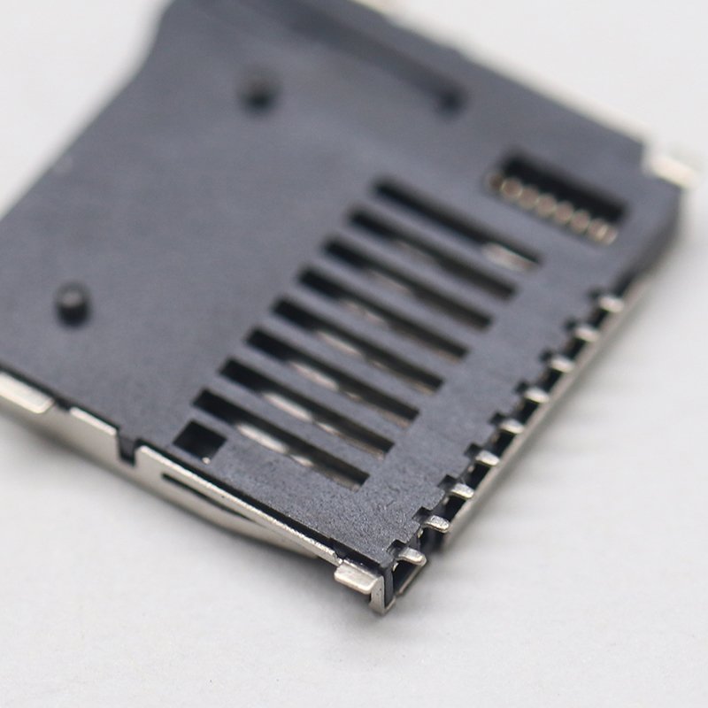 High Quality Height1mm SIM Card TF Micro SD Flip SMT T flash Type gold plated 9pin push push Type PCB T Flash PUSH SMT Connector