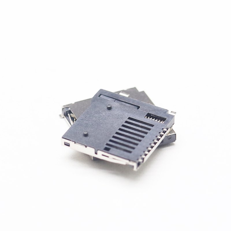 High Quality Height1mm SIM Card TF Micro SD Flip SMT T flash Type gold plated 9pin push push Type PCB T Flash PUSH SMT Connector