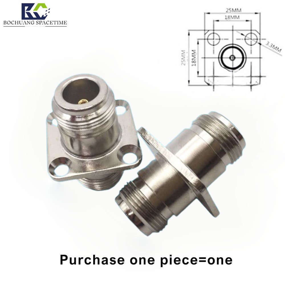 RF coaxial connector N (female) to N (female) flange plate square 50 Ohms RF connector