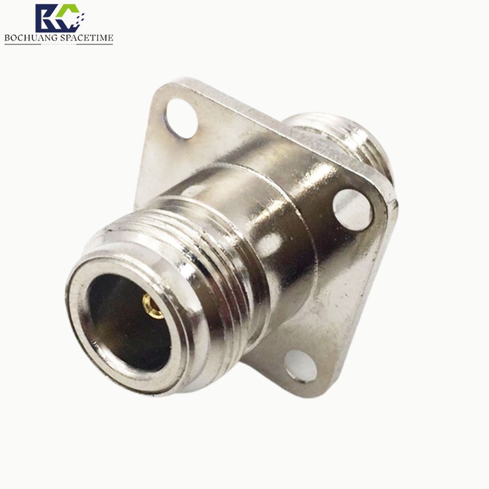 RF coaxial connector N (female) to N (female) flange plate square 50 Ohms RF connector