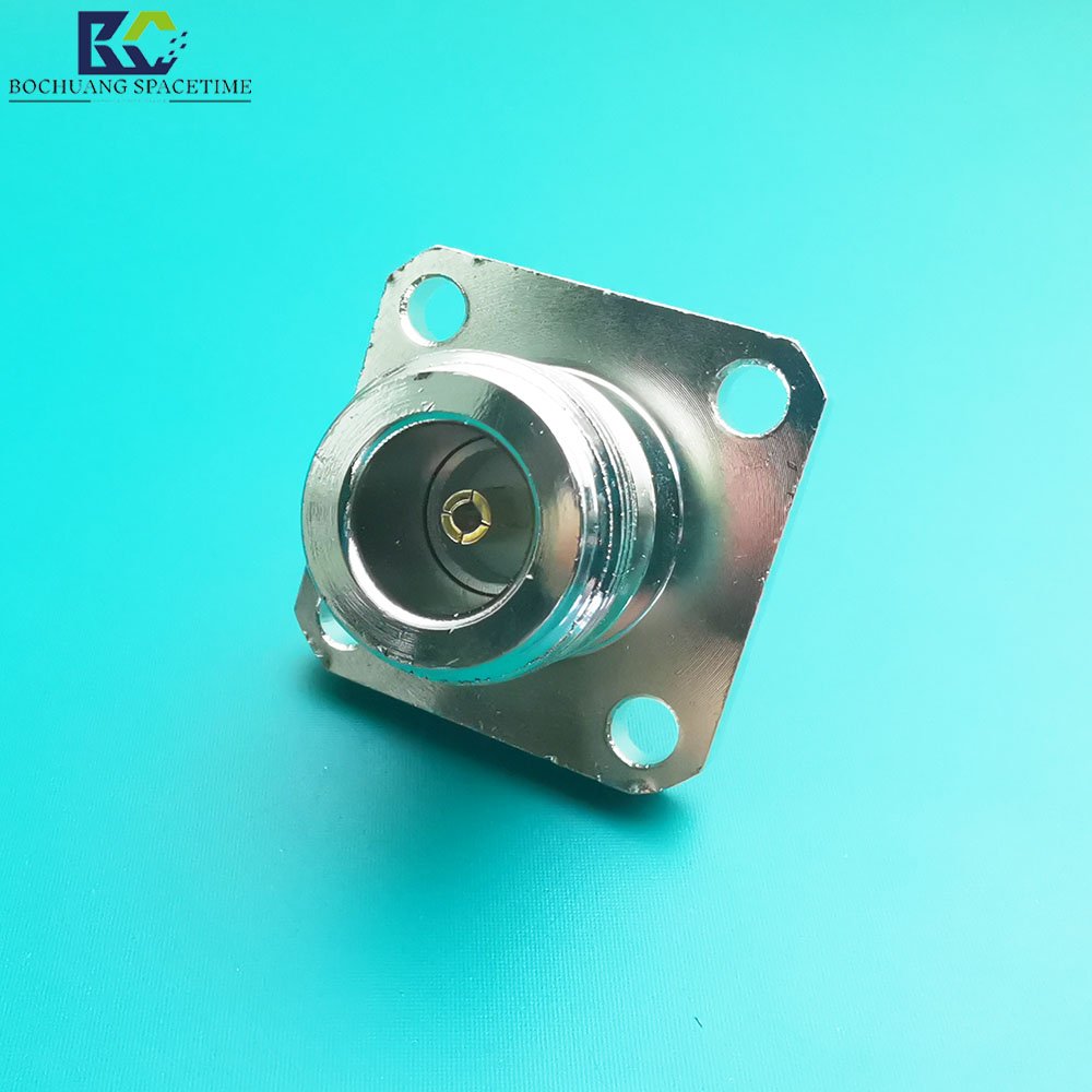 RF coaxial connector N (female) to N (female) flange plate square 50 Ohms RF connector