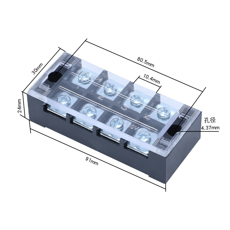 TB-4504 Terminal Blocks 600V 45A 4P Dual Rows 4 Position Wire Terminal Actuator Blocks Block Connector