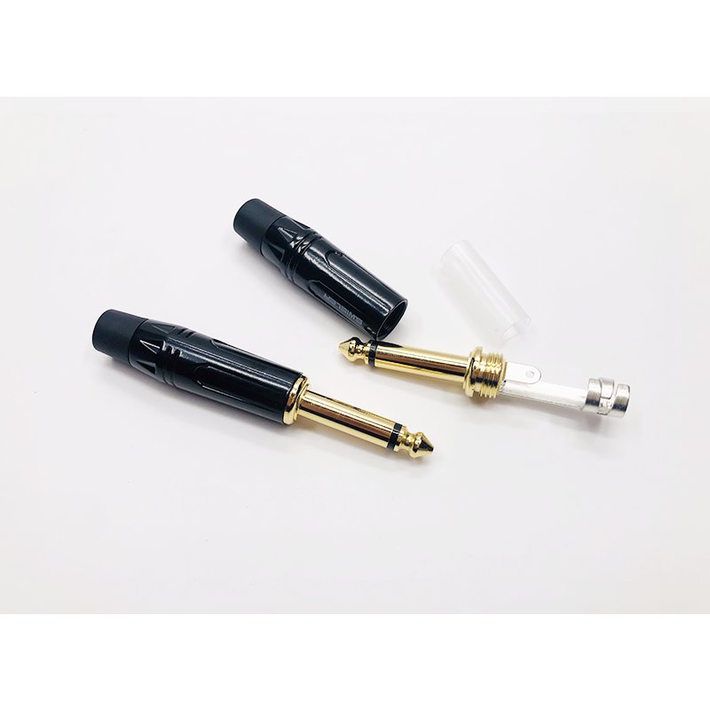 1/4 Male Plug Guitar Replacement For Speaker Gold Plated Copper Pin DIY Cable Wire Audio 3 pole Mono Jack 6.35 TS Connector