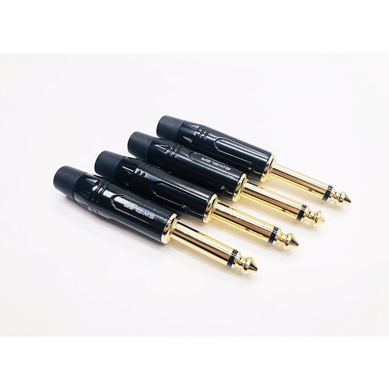 1/4 Male Plug Guitar Replacement For Speaker Gold Plated Copper Pin DIY Cable Wire Audio 3 pole Mono Jack 6.35 TS Connector