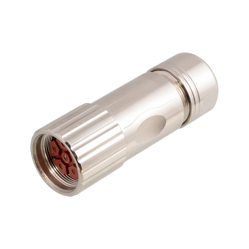 M23 power straight female metal plug crimp 6pin 8pin connector