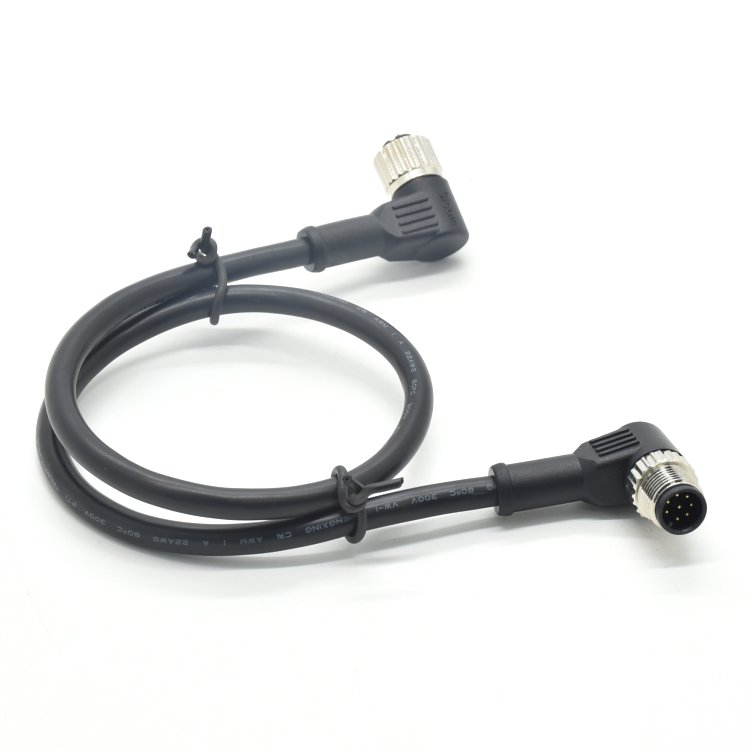 M12 connector 8 pin Industrial welding angled electrical male female plug Waterproof cable connector