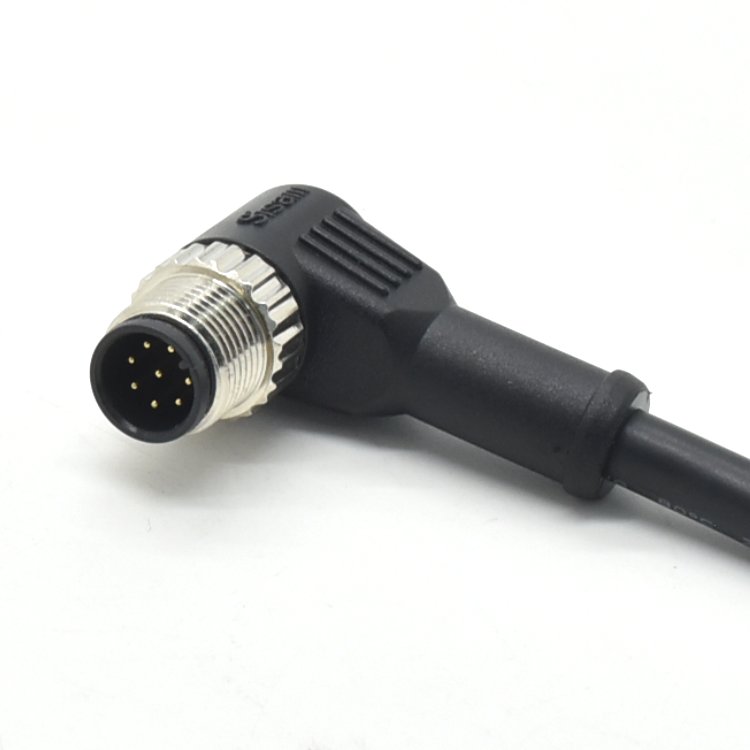 M12 connector 8 pin Industrial welding angled electrical male female plug Waterproof cable connector