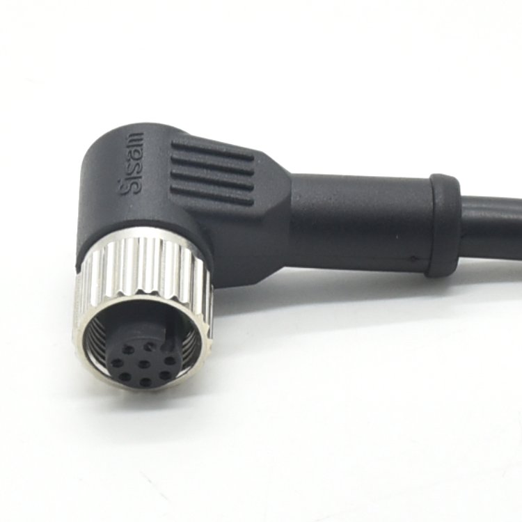 M12 connector 8 pin Industrial welding angled electrical male female plug Waterproof cable connector
