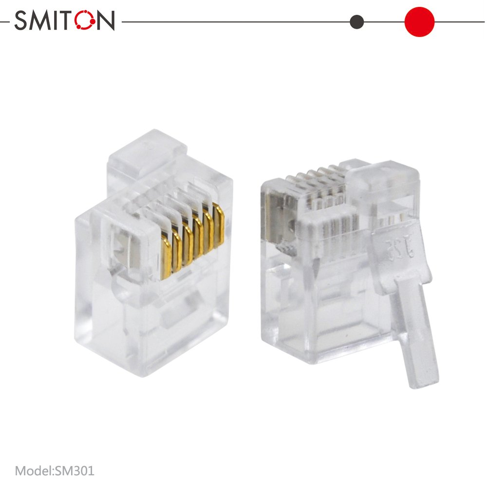 RJ25 RJ12 Connector Right Side 6P6C Modular Plug