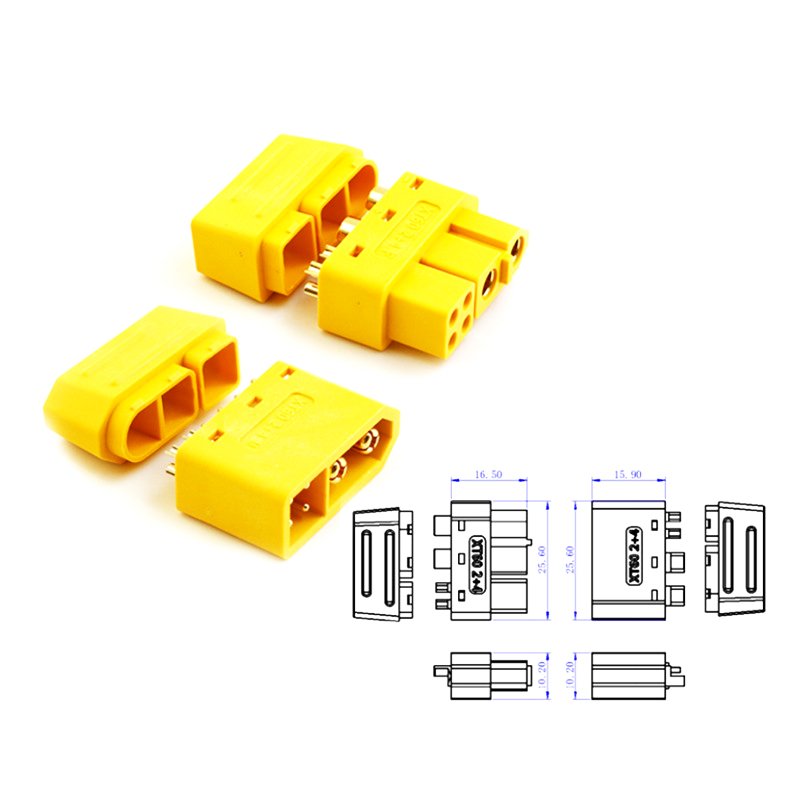 Amass XT60 2+4 6Pin Connector With Signal Pin | Male Female XT60(2+4)-M/F Plug Adapter For RC