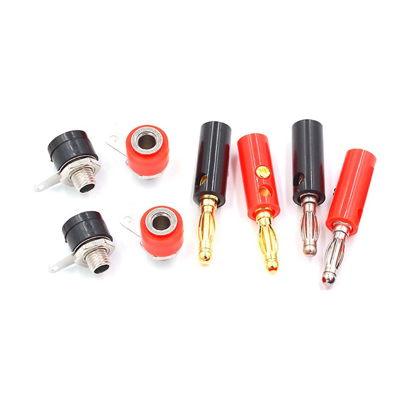 Audio speaker Screw banana Gold plated plug connector 4mm black red Gold