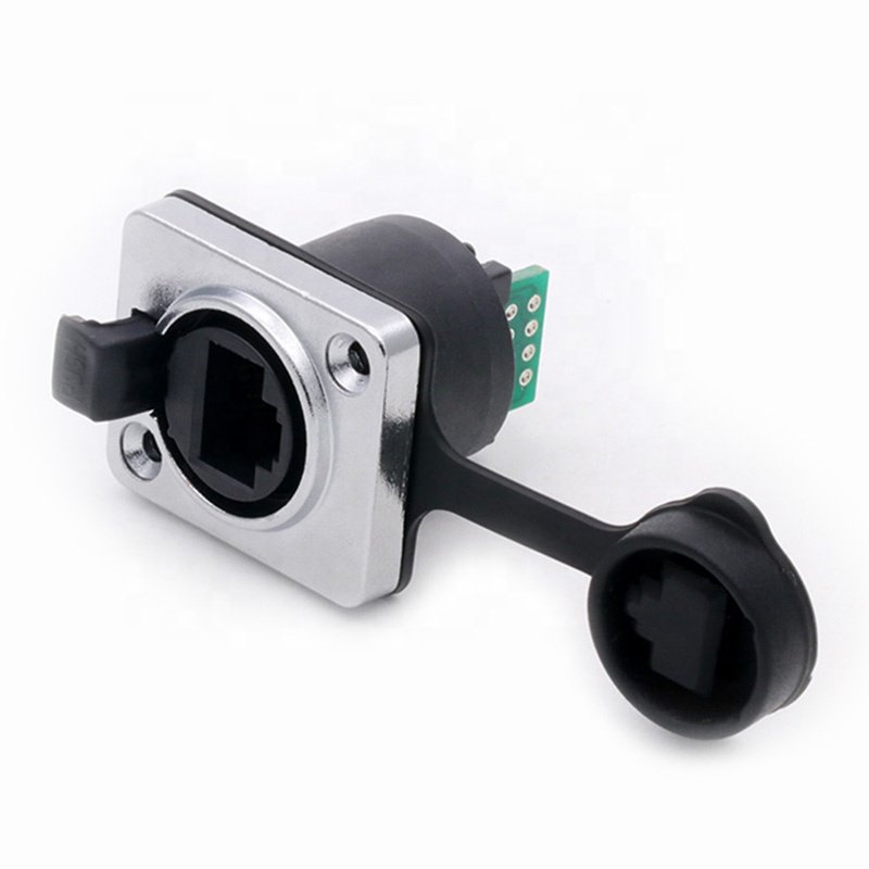 1PC Panel Mounting RJ45 IP65 Waterproof Female Cat5/5e 8P8C Connector Ethernet LAN Cable Connector to PCB Solder Board