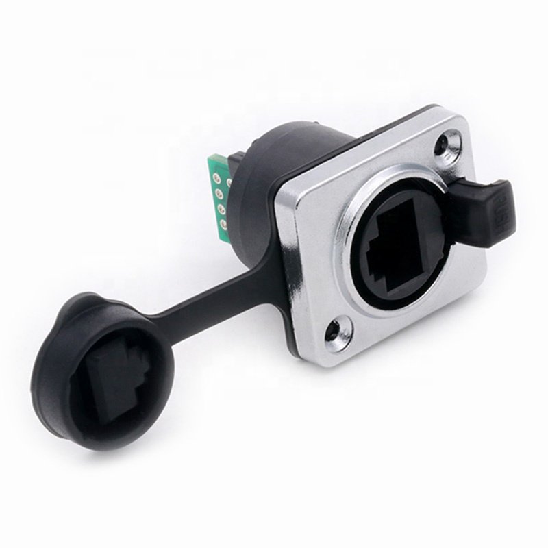 1PC Panel Mounting RJ45 IP65 Waterproof Female Cat5/5e 8P8C Connector Ethernet LAN Cable Connector to PCB Solder Board