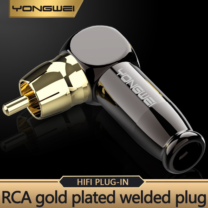 YONGWEI Pure copper RCA Connector RCA Lotus 90 right Angle elbow Welded Plug Mixer AV head coaxial audio wire plum head