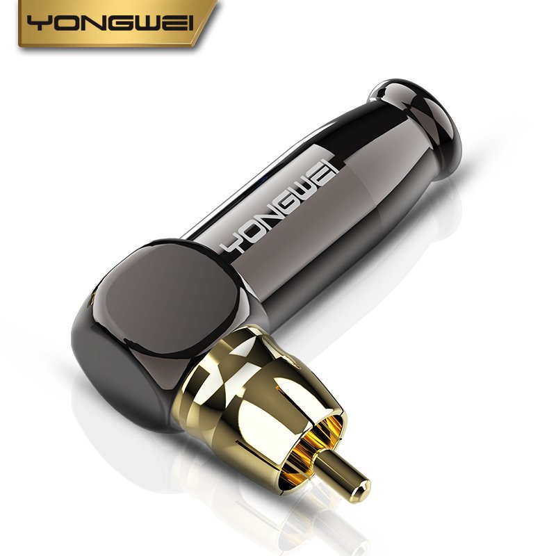 YONGWEI Pure copper RCA Connector RCA Lotus 90 right Angle elbow Welded Plug Mixer AV head coaxial audio wire plum head