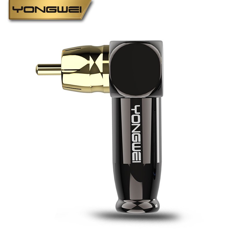YONGWEI Pure copper RCA Connector RCA Lotus 90 right Angle elbow Welded Plug Mixer AV head coaxial audio wire plum head