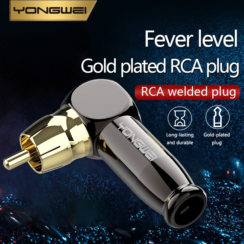 YONGWEI Pure copper RCA Connector RCA Lotus 90 right Angle elbow Welded Plug Mixer AV head coaxial audio wire plum head